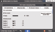 Ilustración de la pantalla del panel de mandos