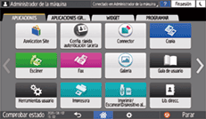 Ilustración de la pantalla del panel de mandos