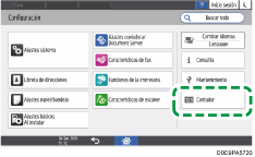 Ilustración de la pantalla del panel de mandos