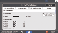 Ilustración de la pantalla del panel de mandos