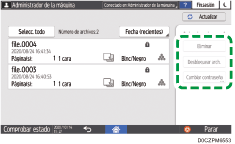Ilustración de la pantalla del panel de mandos