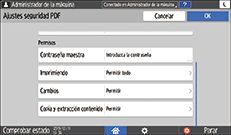 Ilustración de la pantalla del panel de mandos