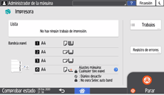 Ilustración de la pantalla del panel de mandos