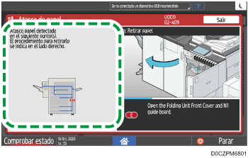 Ilustración de la pantalla del panel de mandos
