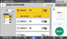 Illustration de l'écran du panneau de commande