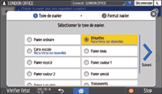 Illustration de l'écran du panneau de commande