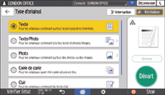 Illustration de l'écran du panneau de commande