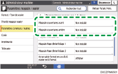 Illustration de l'écran du panneau de commande