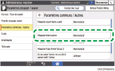 Illustration de l'écran du panneau de commande