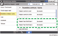 Illustration de l'écran du panneau de commande