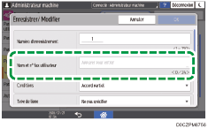 Illustration de l'écran du panneau de commande