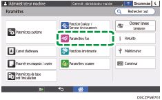 Illustration de l'écran du panneau de commande