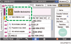 Illustration de l'écran du panneau de commande