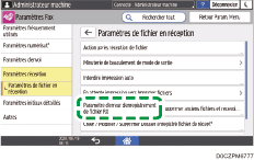 Illustration de l'écran du panneau de commande