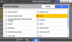 Illustration de l'écran du panneau de commande