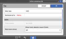 Illustration de l'écran du panneau de commande