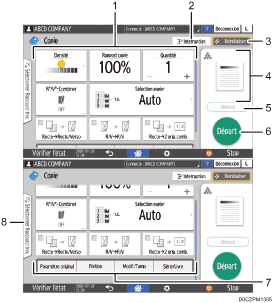 Illustration numérotée du panneau de commande