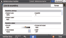 Illustration de l'écran du panneau de commande