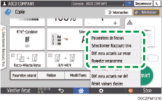 Illustration de l'écran du panneau de commande