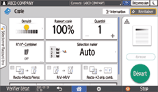 Illustration de l'écran du panneau de commande