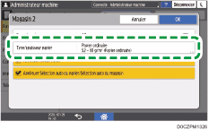 Illustration de l'écran du panneau de commande