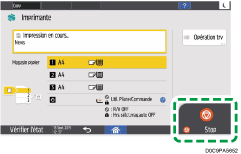 Illustration de l'écran du panneau de commande