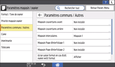 Illustration de l'écran du panneau de commande