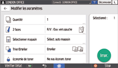 Illustration de l'écran du panneau de commande