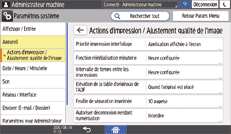 Illustration de l'écran du panneau de commande