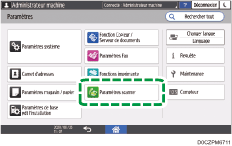 Illustration de l'écran du panneau de commande