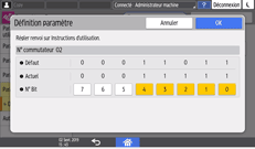 Illustration de l'écran du panneau de commande