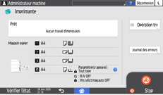 Illustration de l'écran du panneau de commande