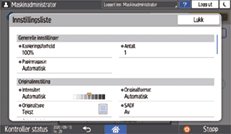 Illustrasjon av betjeningspanelet