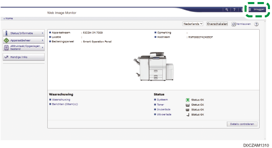 Afbeelding van bedieningspaneel