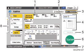 Genummerde afbeelding van het scherm van het bedieningspaneel