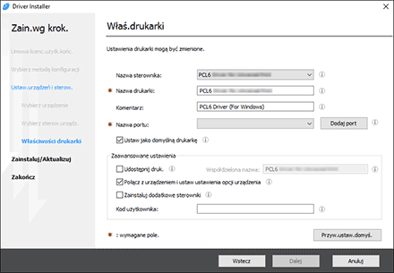 Ilustracja programu instalacyjnego sterownika
