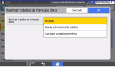 Ilustração do ecrã do painel de operação