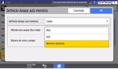 Ilustração do ecrã do painel de operação