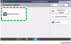 Ilustração do ecrã do painel de operação
