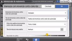 Ilustração do ecrã do painel de operação