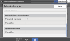 Ilustração do ecrã do painel de operação