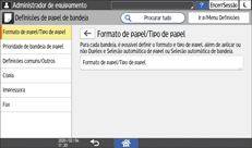 Ilustração do ecrã do painel de operação