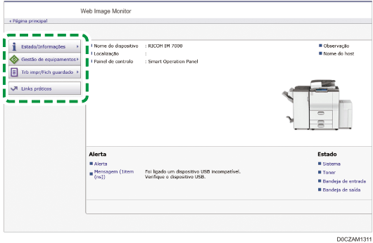 Ilustração do ecrã do web browser