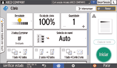 Ilustração do ecrã do painel de operação