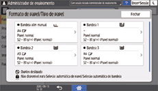 Ilustração do ecrã do painel de operação