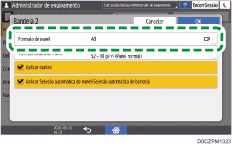 Ilustração do ecrã do painel de operação