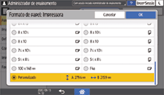 Ilustração do ecrã do painel de operação