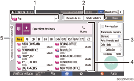 Ilustração com numeração do ecrã do painel de operação