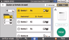 Ilustração do ecrã do painel de operação