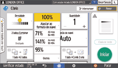 Ilustração do ecrã do painel de operação